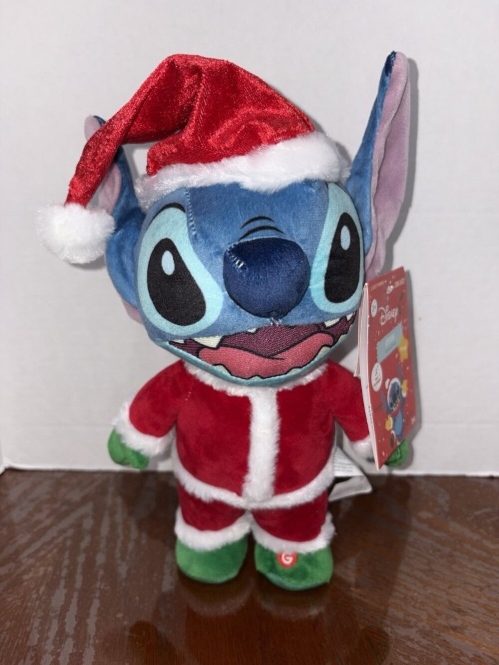 Disney Stitch Animated Musical Christmas Plush Santa Suit Mele Kalikimaka 11in